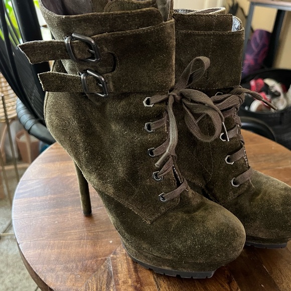 Sam Edelman Vancouver olive army green platform lace up combat boots - Picture 2 of 7